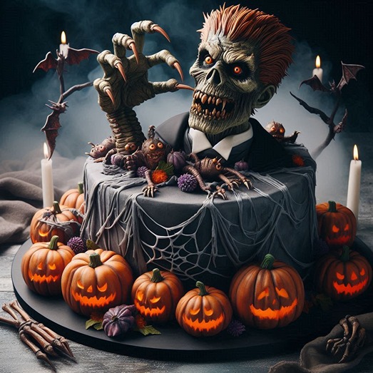 A zombie Halloween Cake (AI)
