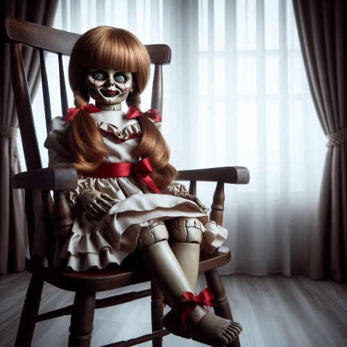 Annabelle sitting on a chair