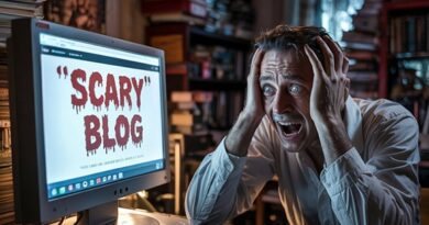 Best horror blogs (AI) - a man scared from a scary blog