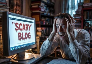 Best horror blogs (AI) - a man scared from a scary blog