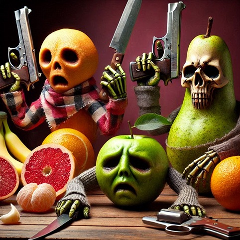 Fructophobia fear of fruit - some scary fruits (AI)