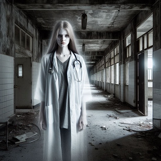 Ghost in abandoned hospital (AI)