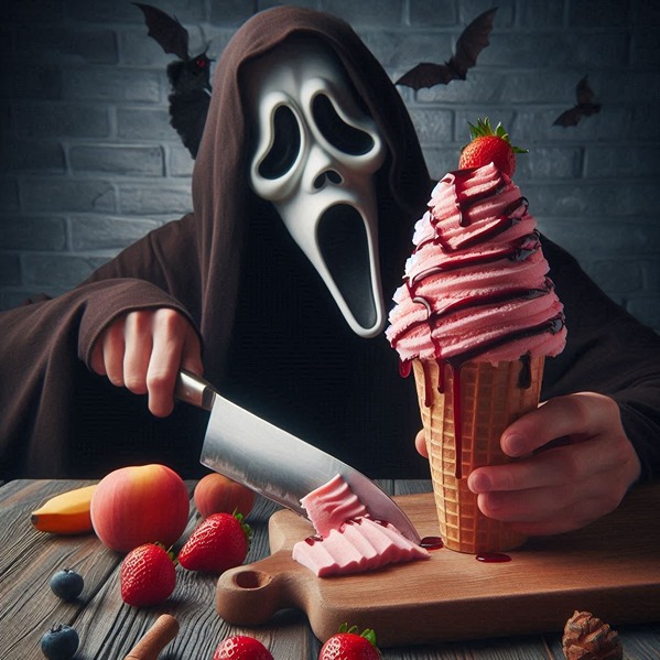 Ghostface eating ice cream (AI)