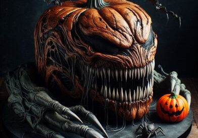 Scary Halloween Cake from pumpkin (AI)