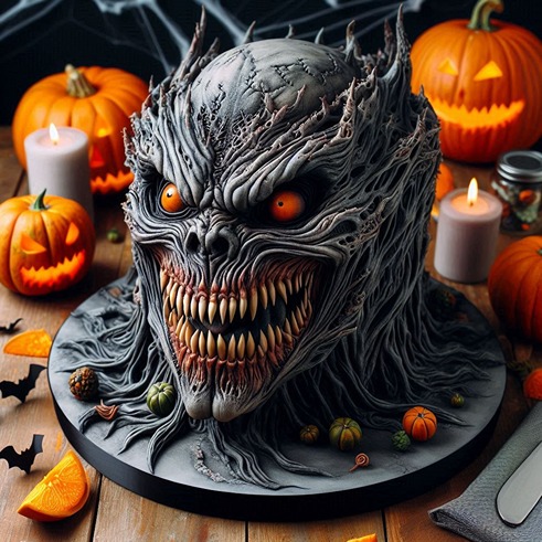 a monster Halloween cake (AI)