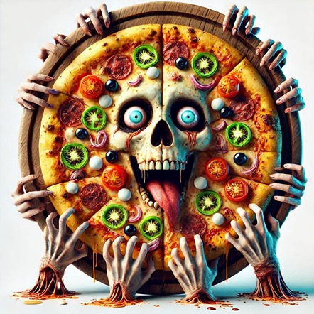 Horror pizza photo (AI)