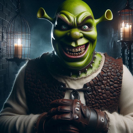 Shrek with a acary look (AI)