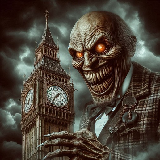 Scary man standing near big ben in london