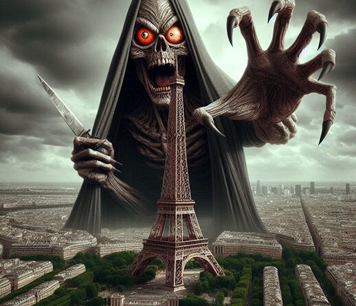 Scary Eiffel Tower photos (AI cover photo)