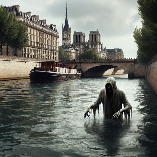 Swimming in the Seine River is dangerous (AI photo)