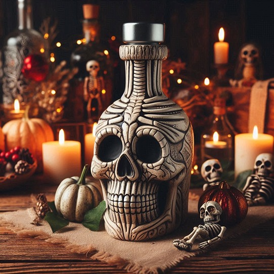 skeleton shaped tequila bottle (AI)