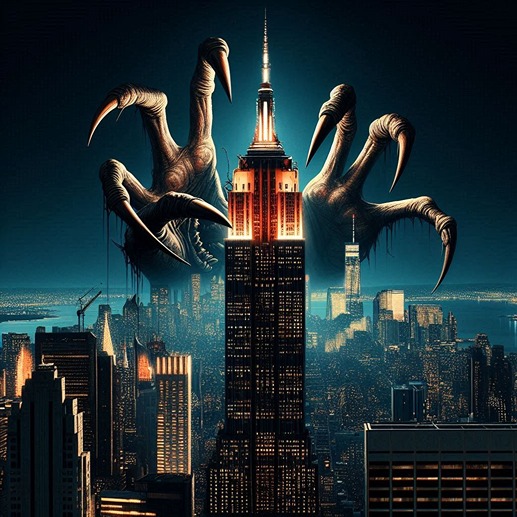 horror empire state building photo (AI)