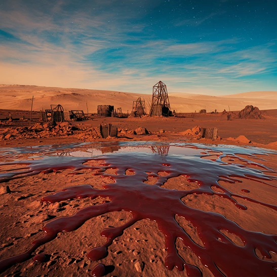 scary mars images, with blood on soil (AI)