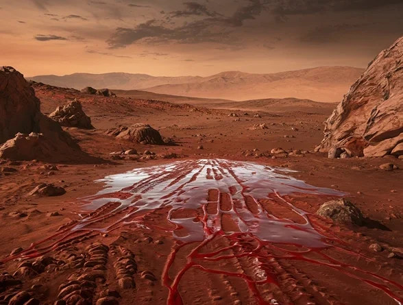 scary facts about mars - red bloody soil (AI)