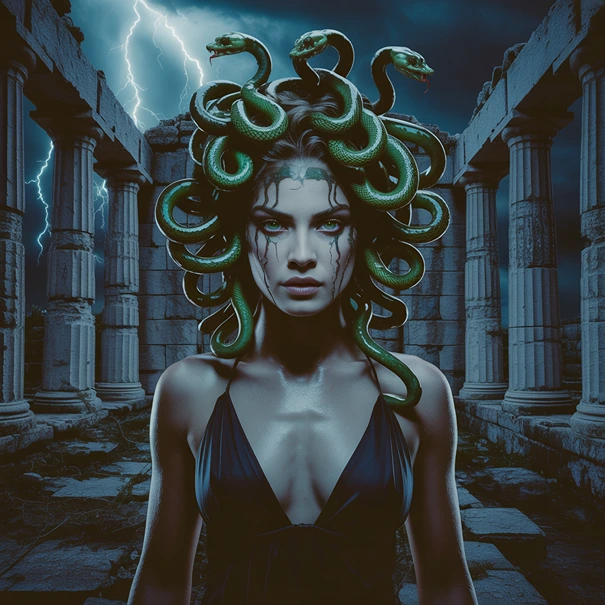 Scary Medusa from the Greek mythology