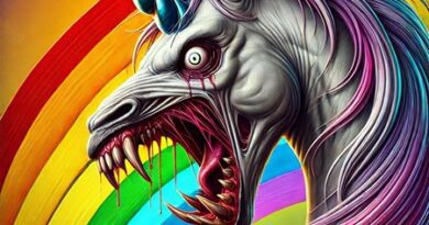 Picturs of scary unicorns cover (AI)