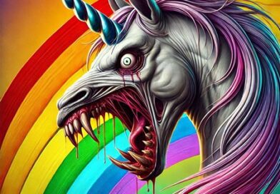 Picturs of scary unicorns cover (AI)