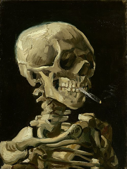 Skull of a Skeleton with Burning Cigarette - Van Gogh