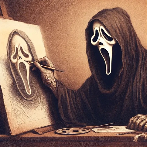 Ghostface with The Scream painting (AI)