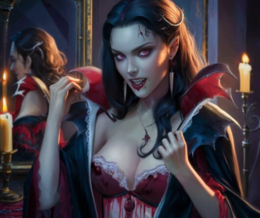 Vampire costume women - illustration cover photo