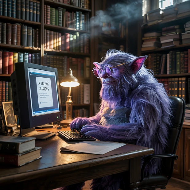 a monster visiting a horror website