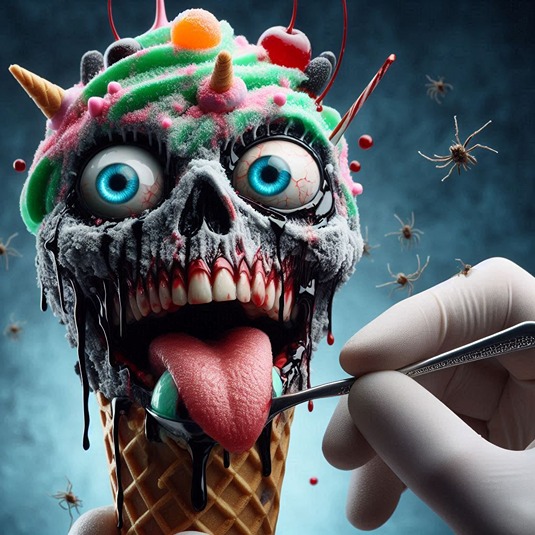 killer ice cream with a spoon (AI)