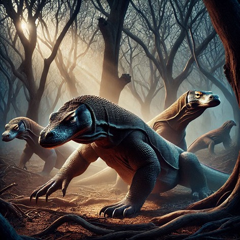 komodo lizards in the forest (AI)