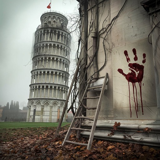 leaning tower of pisa photos horror photo (AI)