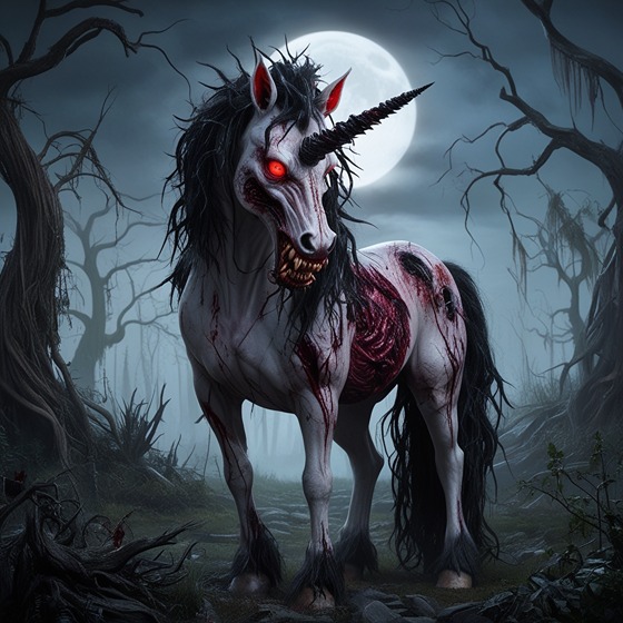 photo of horror unicorn (AI)