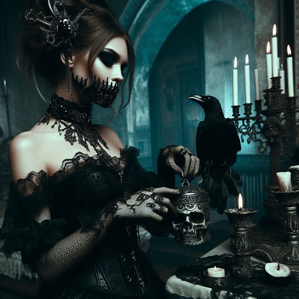 scary goth style woman (AI)