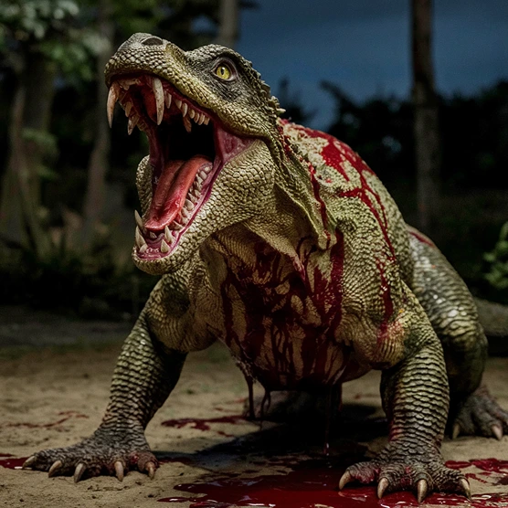 scary komodo dragon with blood (AI)