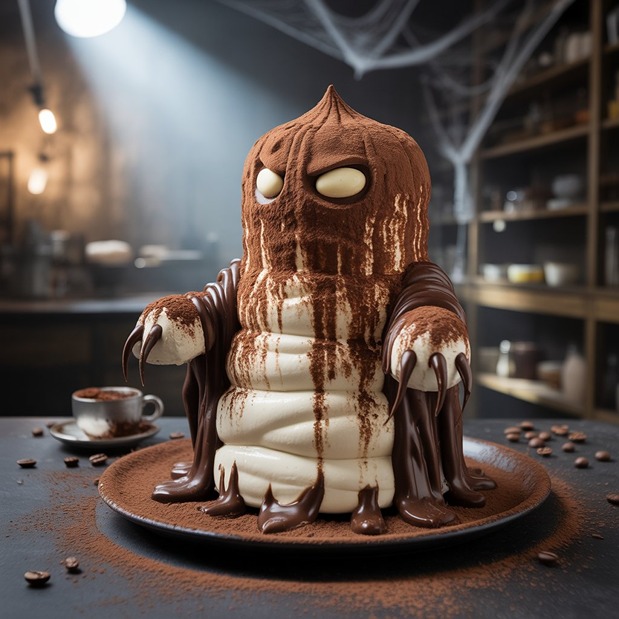 big scary tiramisu monster (AI)