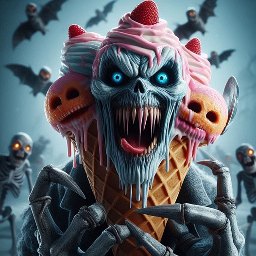 three headed scary ice creams (AI)